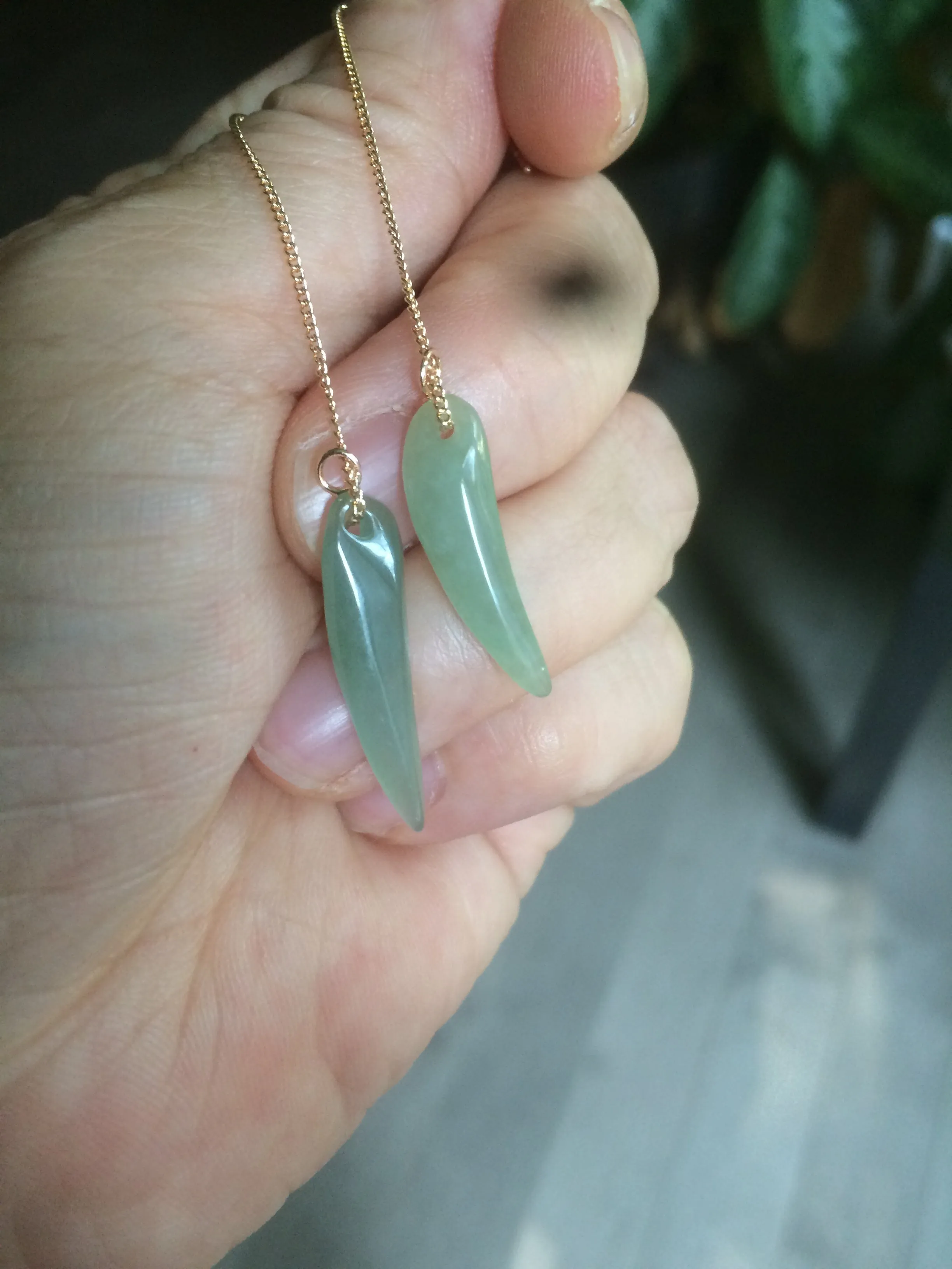 100% Natural type A icy watery purple/green/white Chili Pepper Jadeite Jade earring group B201