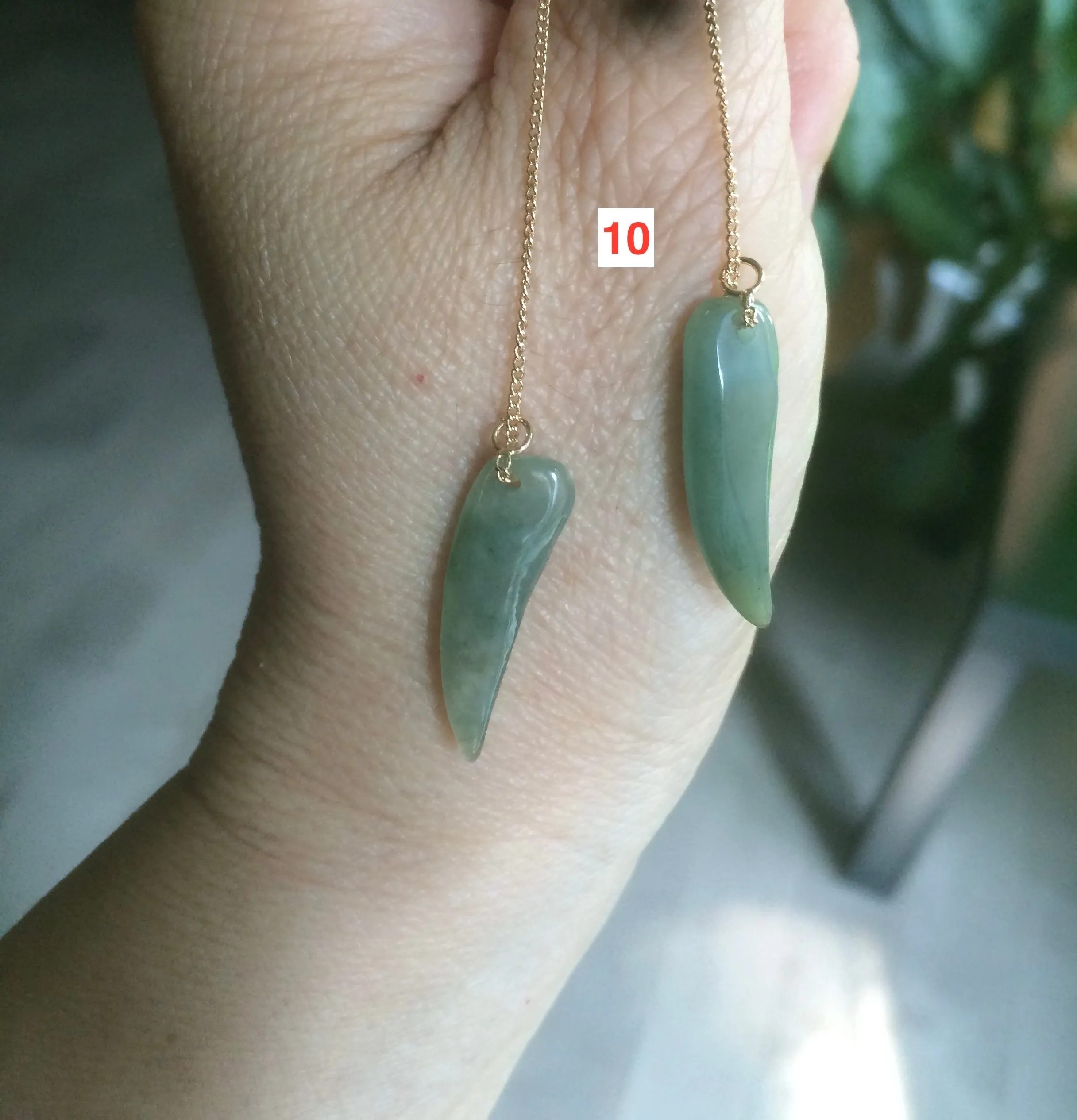 100% Natural type A icy watery purple/green/white Chili Pepper Jadeite Jade earring group B201