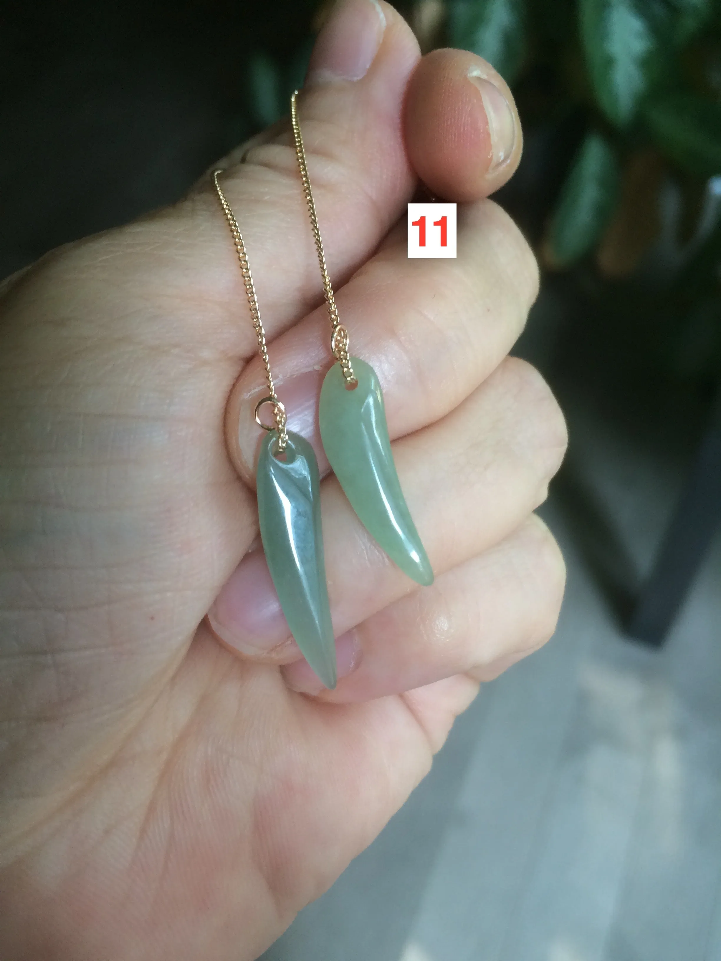 100% Natural type A icy watery purple/green/white Chili Pepper Jadeite Jade earring group B201