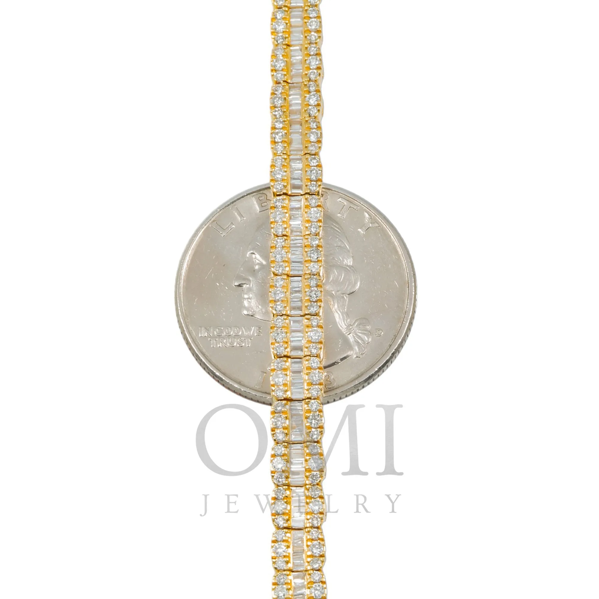 10K GOLD 5MM BAGUETTE AND ROUND DIAMOND CHAIN 10.64 CT