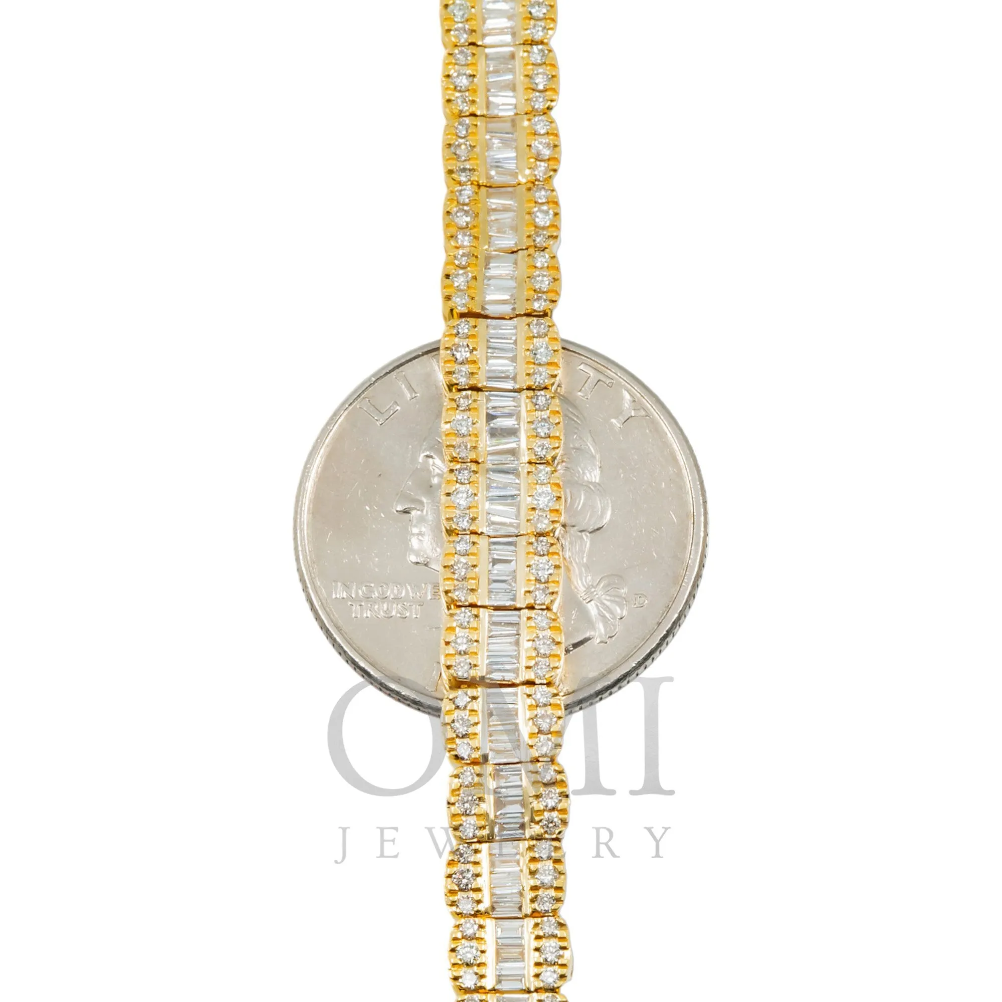 10K GOLD 7MM BAGUETTE AND ROUND DIAMOND CHAIN 12.49 CT