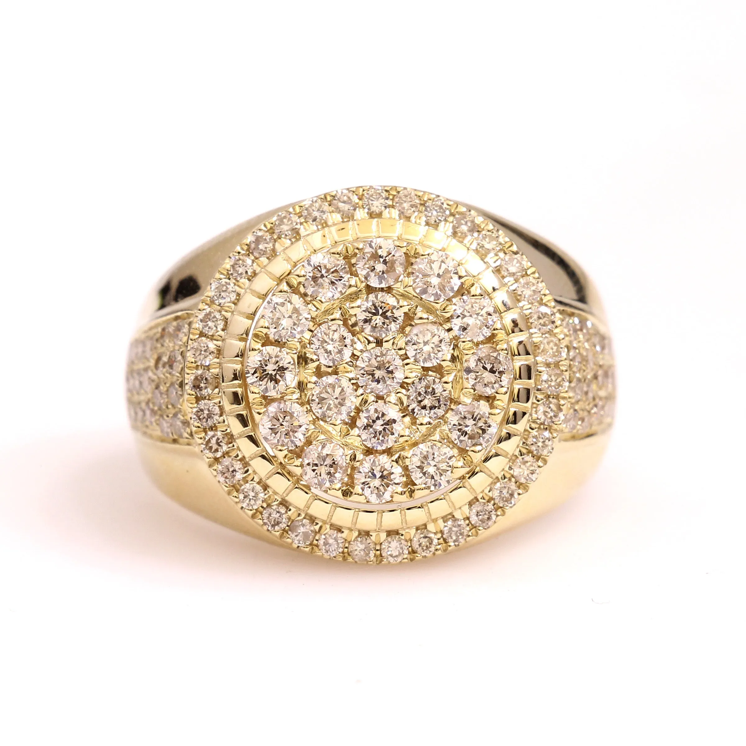 10K Yellow Gold Circle Cluster Ring 1.55 Ctw