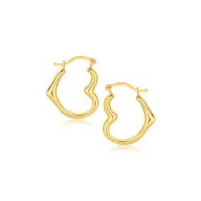 10k Yellow Gold Heart Hoop Earrings