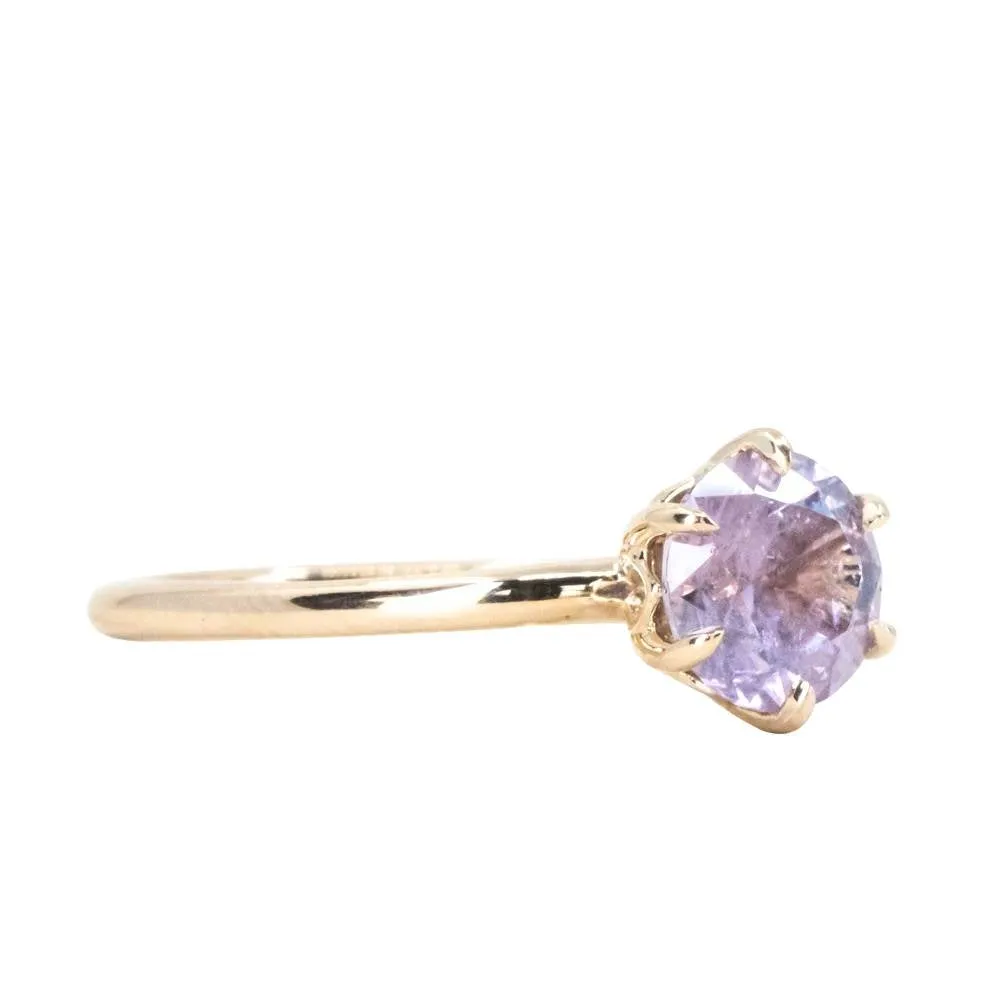 1.29ct Round Lilac Montana Sapphire Lotus Solitaire in 14k Yellow Gold