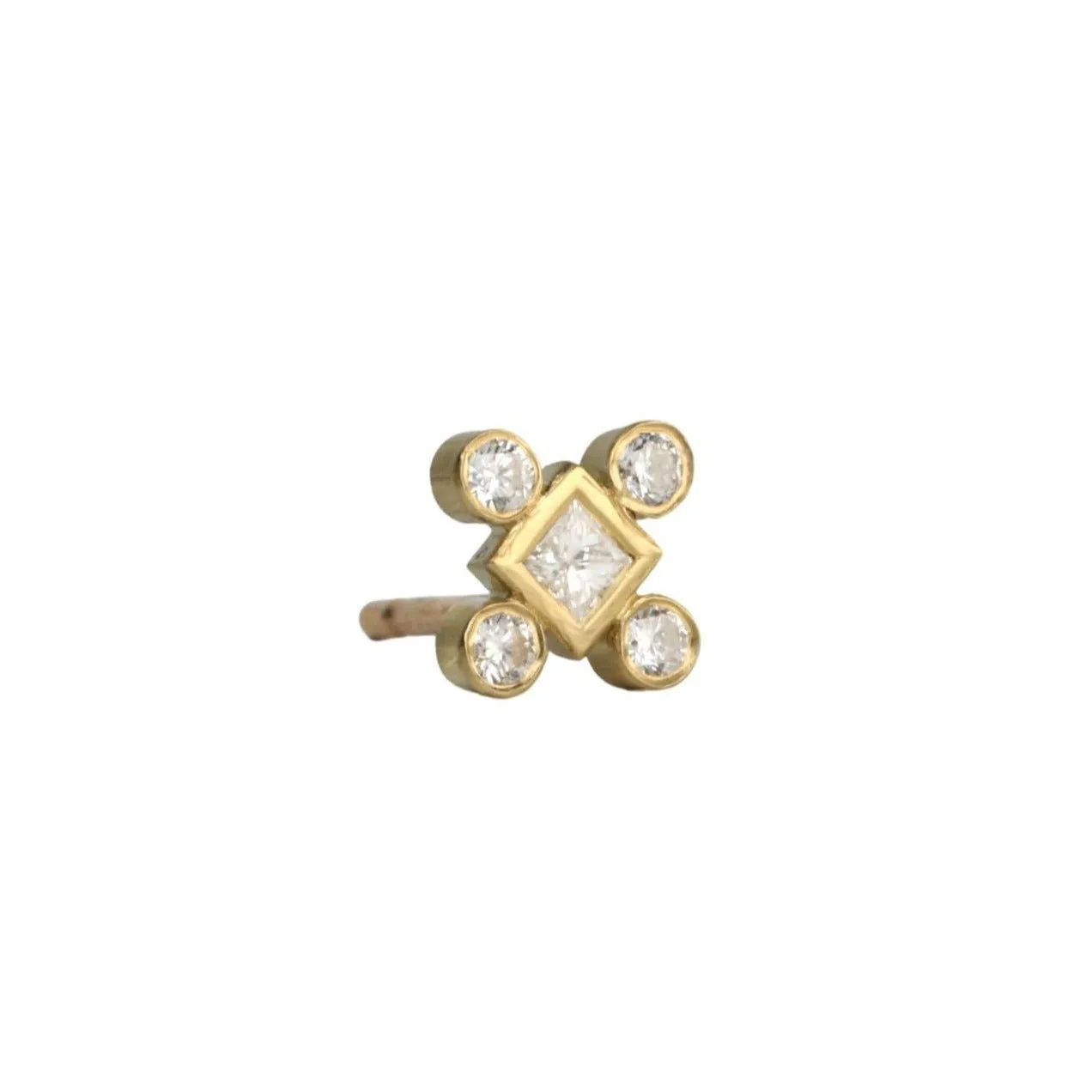 18K Gold Mix-It-Up Plus Diamond Cluster Stud