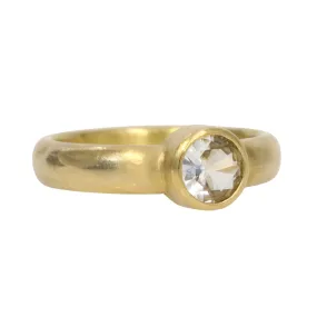 20 & 22K Gold Bezel-Set Round White Sapphire Ring