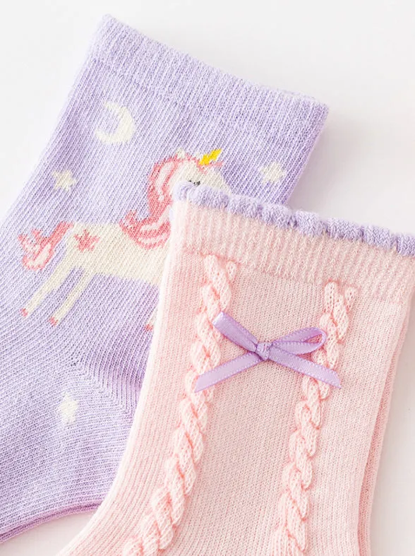 3 Pack Kids' Socks | Cotton | Purple Unicorn