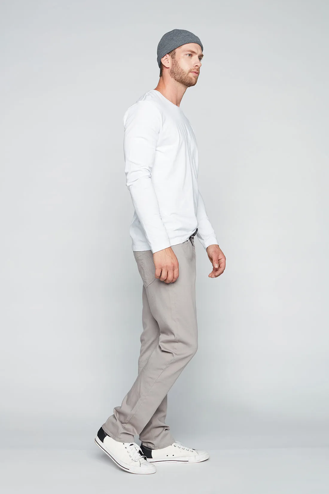 5 Pocket Straight Fit French Terry Pants - Light Grey