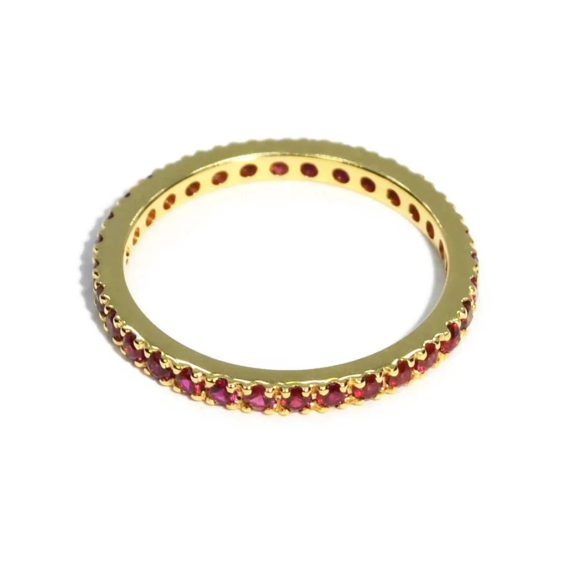 A & Furst - France Eternity Band Ring with Rubies all around, French-set, 18k Yellow Gold