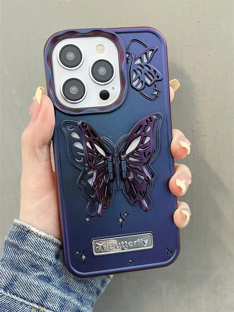 A3CPC359 Cute Phone Cases for  iPhone 15 Pro Max, 14, 13, or 12 - Butterfly Plating Glitter Pattern