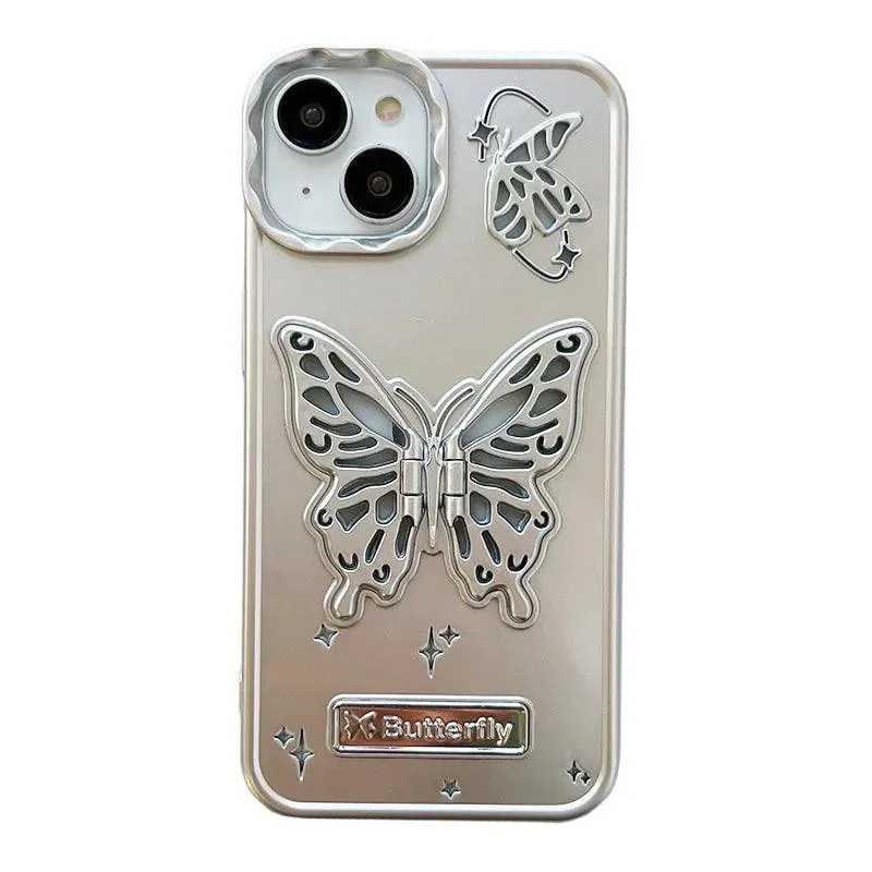 A3CPC359 Cute Phone Cases for  iPhone 15 Pro Max, 14, 13, or 12 - Butterfly Plating Glitter Pattern