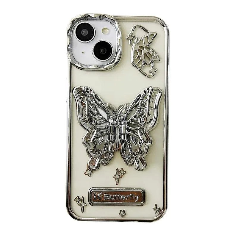 A3CPC359 Cute Phone Cases for  iPhone 15 Pro Max, 14, 13, or 12 - Butterfly Plating Glitter Pattern