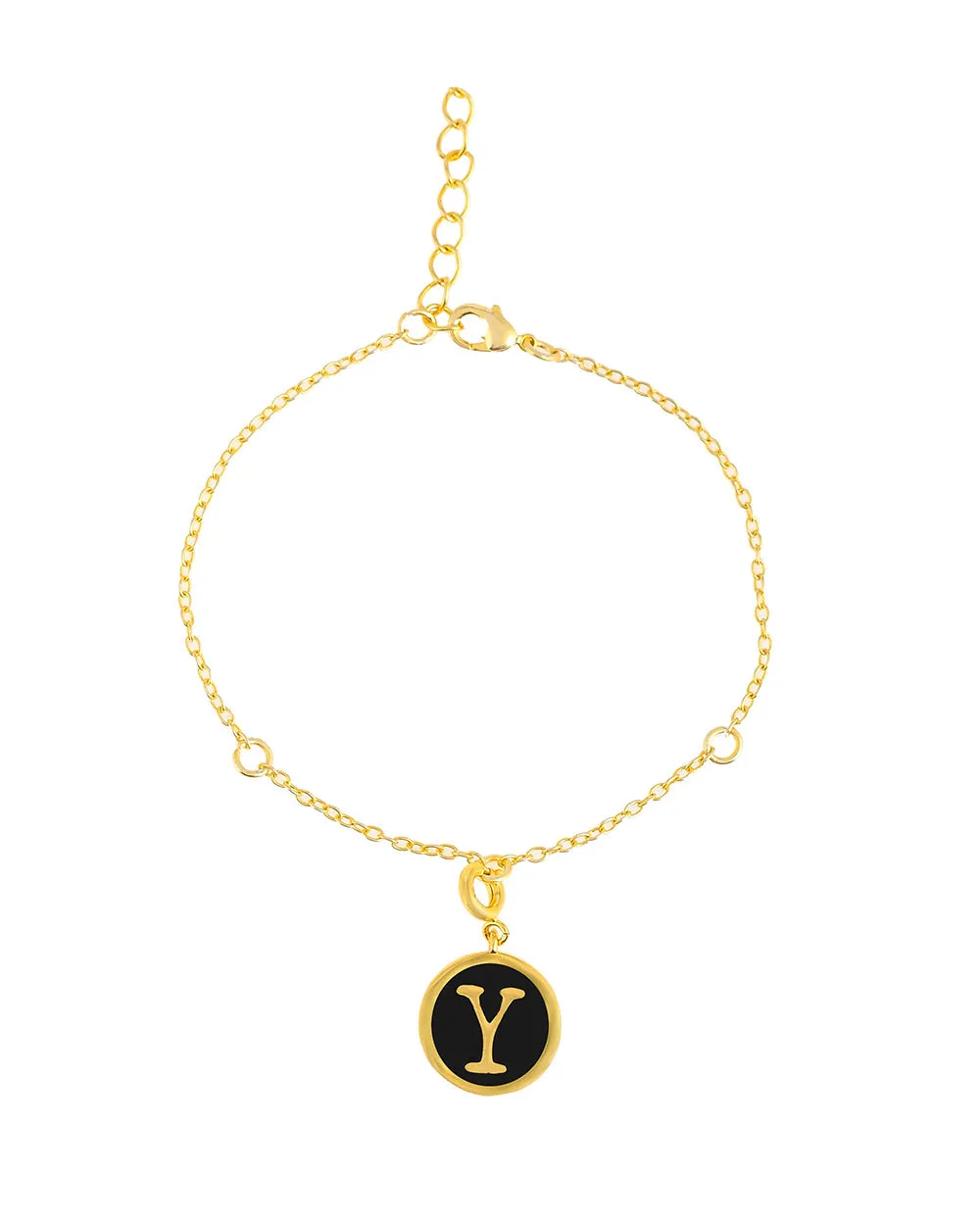 Alphabet Y Black Enamel Charm - Voylla