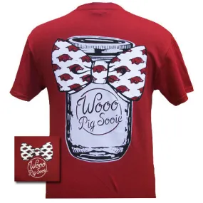 Arkansas Razorbacks Hogs Mason Jar Big Bow Girlie Bright T Shirt