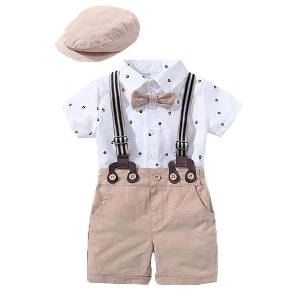 Baby Boy Khaki Birthday Wedding Outfit