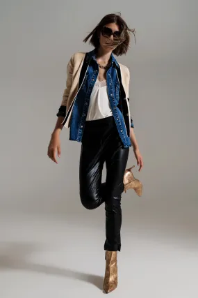 Beige Cardigan with Pockets and Channel Style