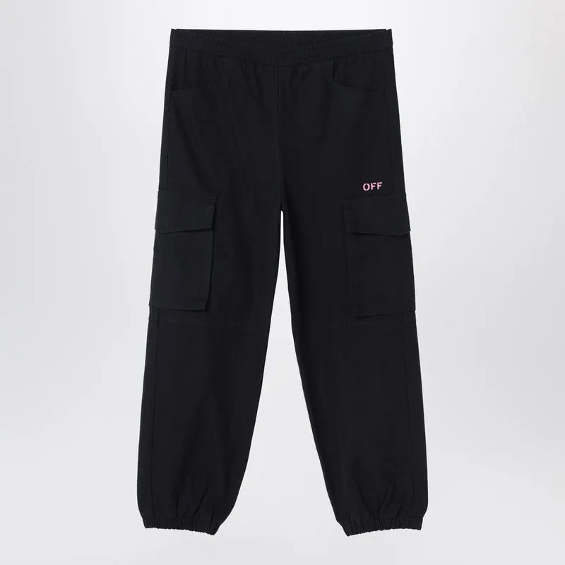 Black Jogging Cargo Trousers With Logo