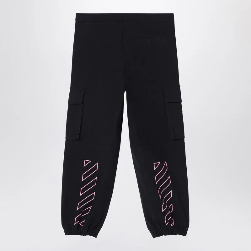 Black Jogging Cargo Trousers With Logo