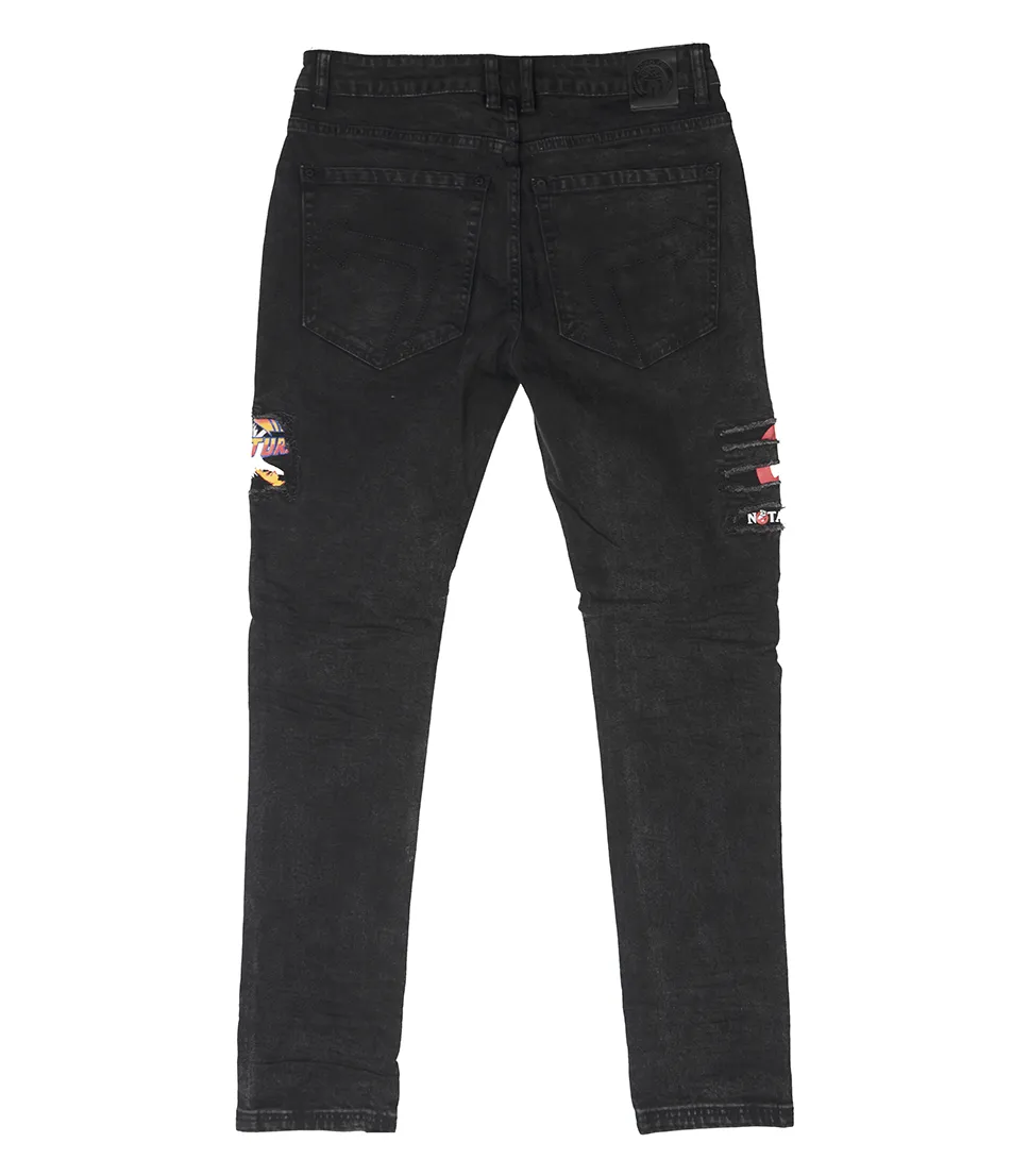 BORN FLY STRAIGHT FIT DENIM JEANS BLACK - 2208D4499