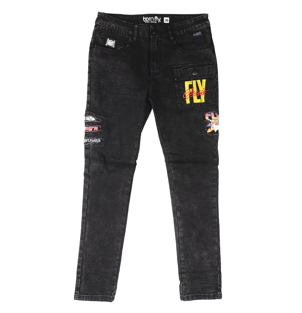 BORN FLY STRAIGHT FIT DENIM JEANS BLACK - 2208D4499