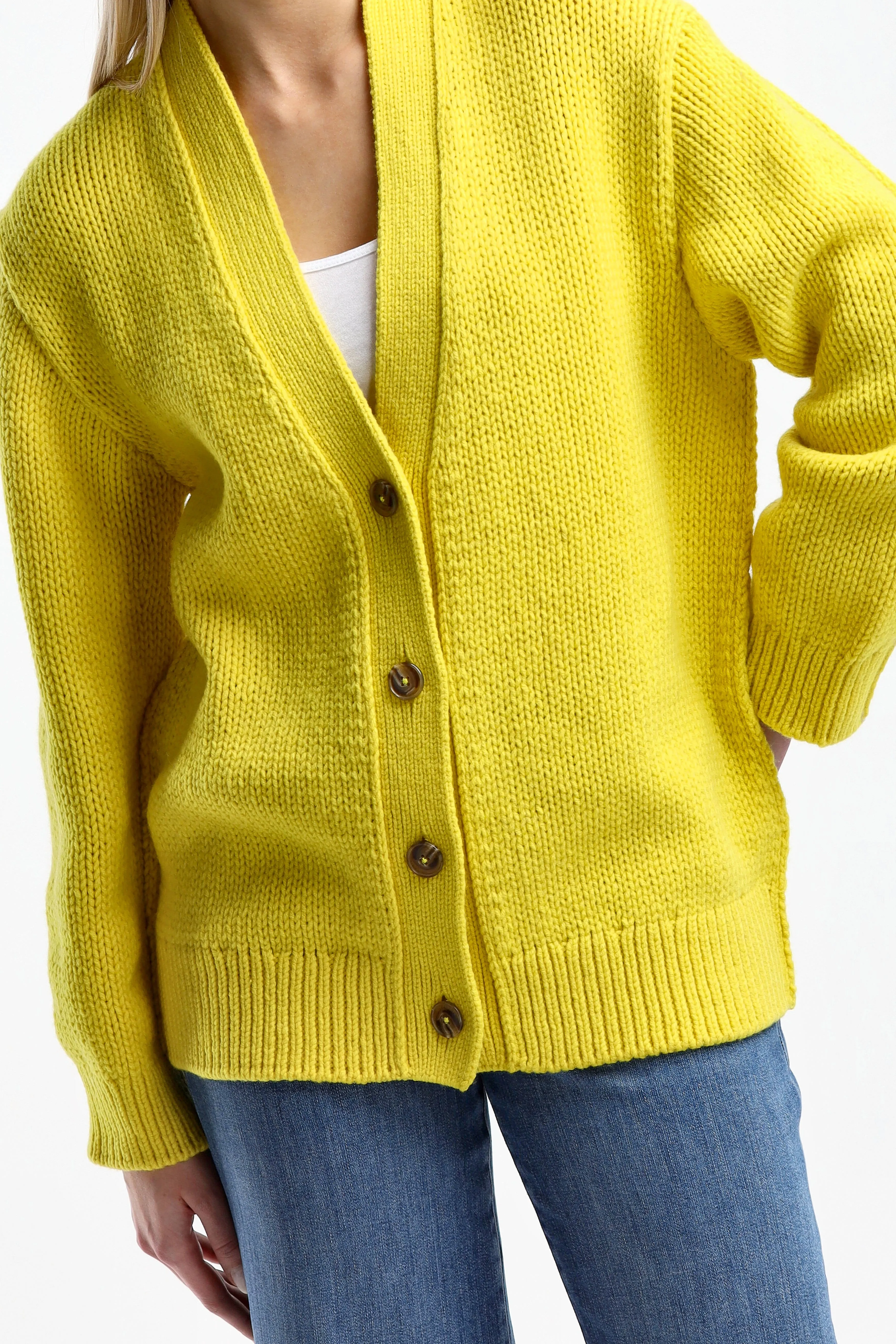 Cardigan in Primary Yellow