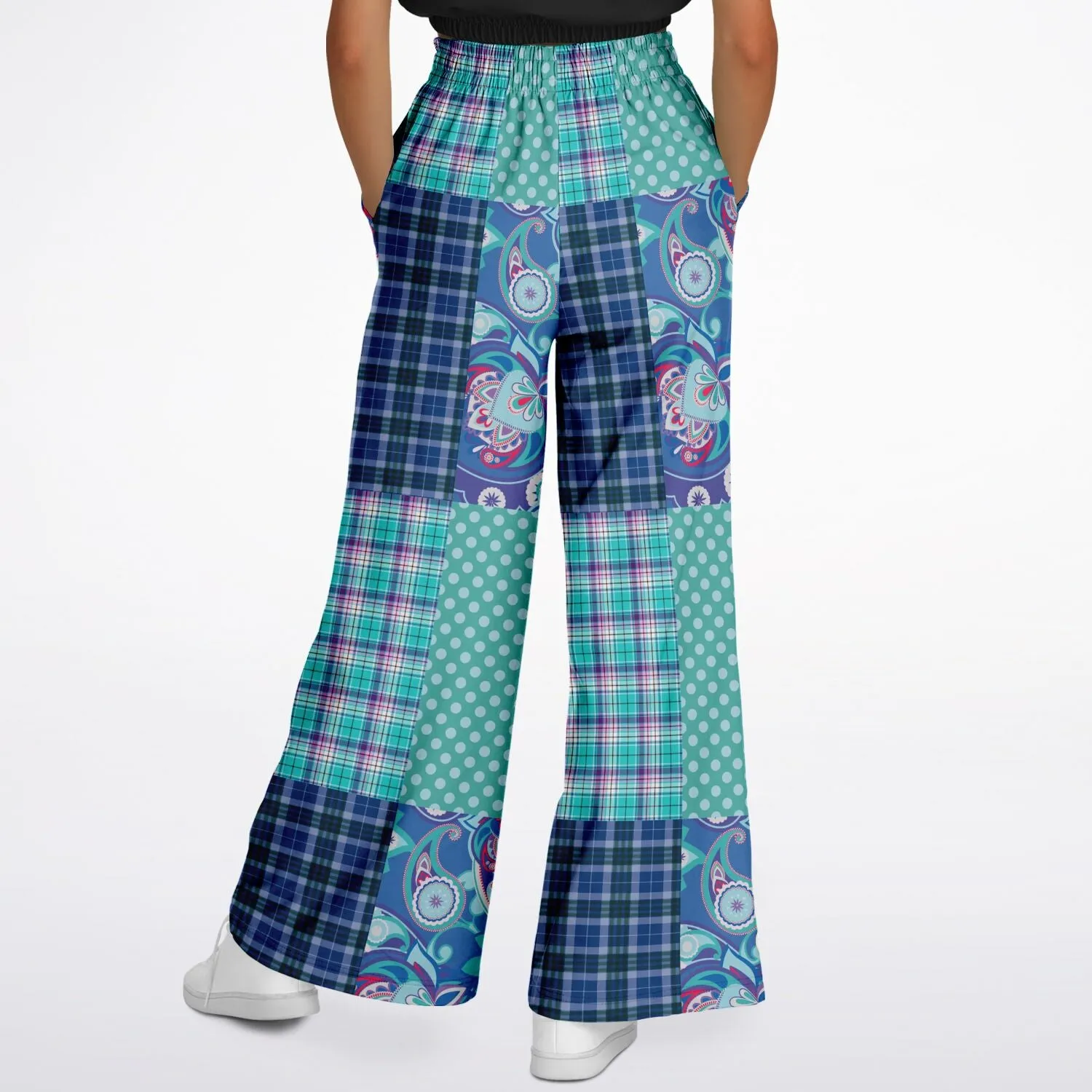 Cerulean Patchwork Plaid SW Stretchy Phat Bellbottoms