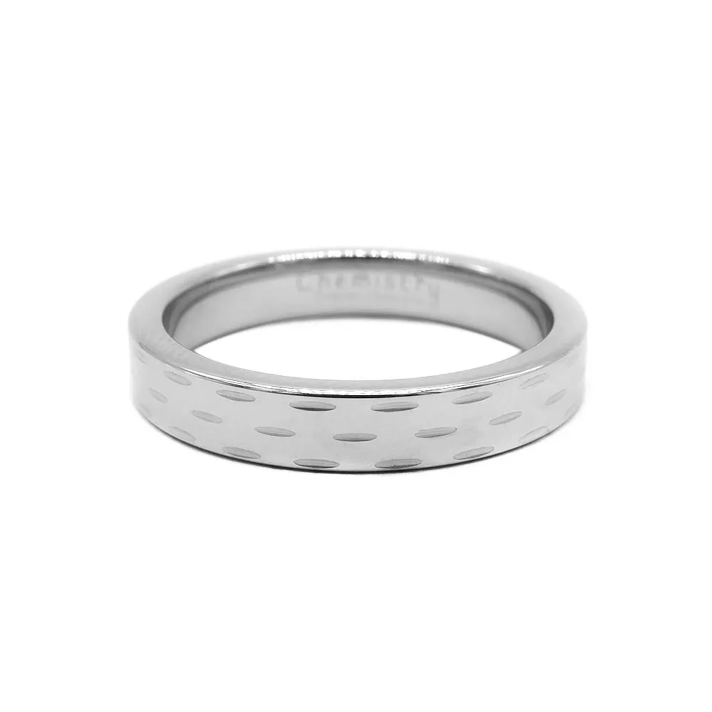 Chiseled Design Silver Tungsten Ring