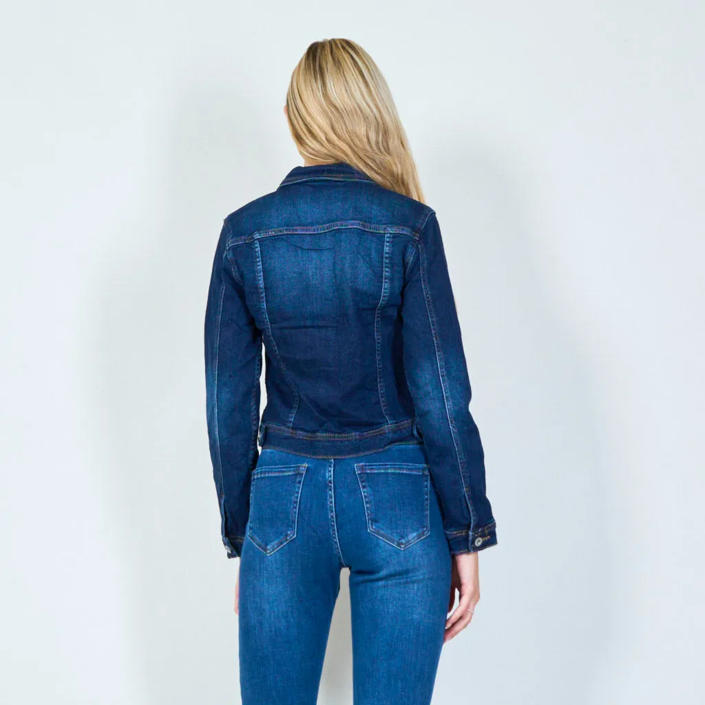 Classic denim jacket with button closure wholesale