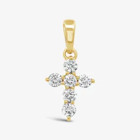 Classic Shared Prong 0.40CT Diamond Cross Necklace