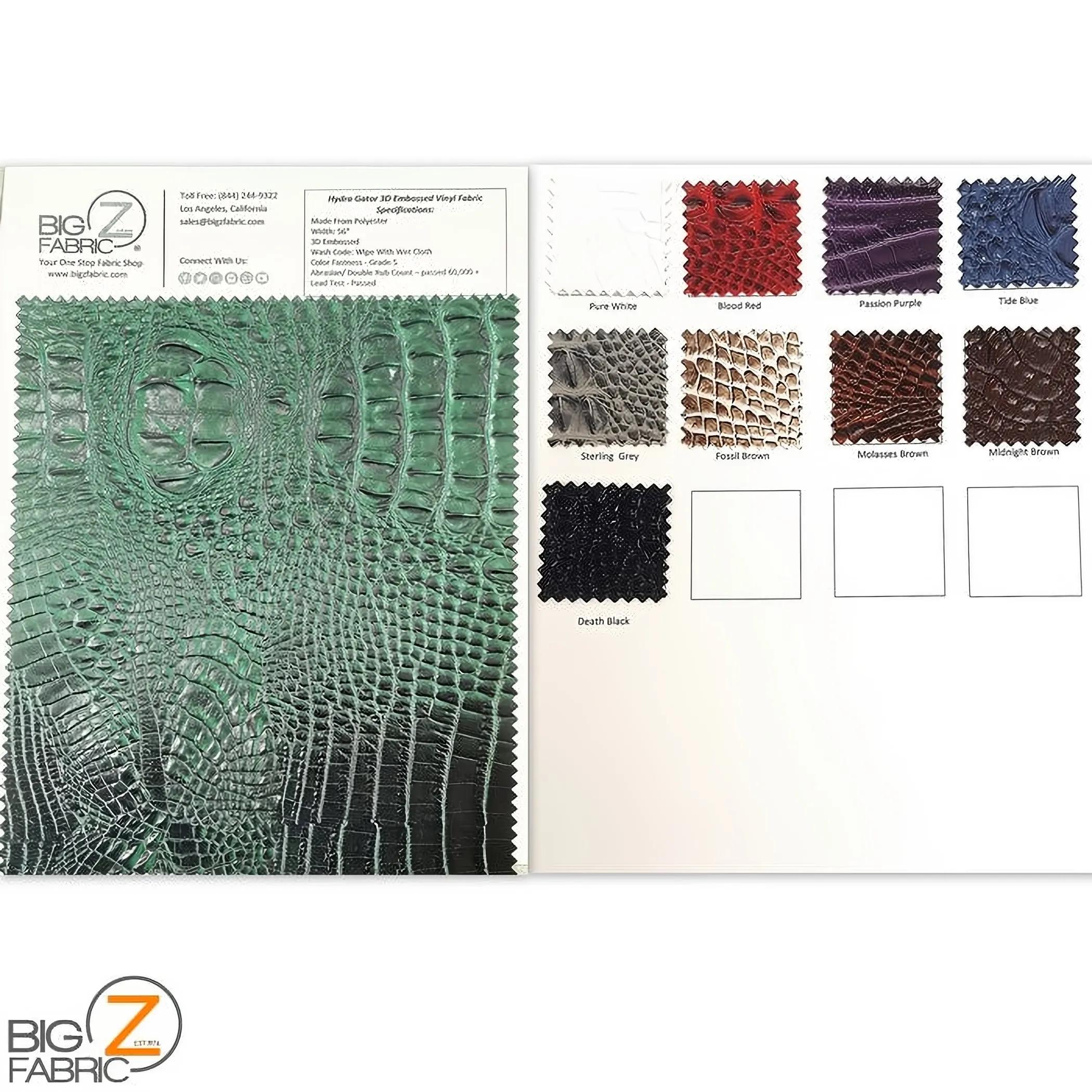 COLOR CARD Hydra Gator 3D Embossed Vinyl Fabric