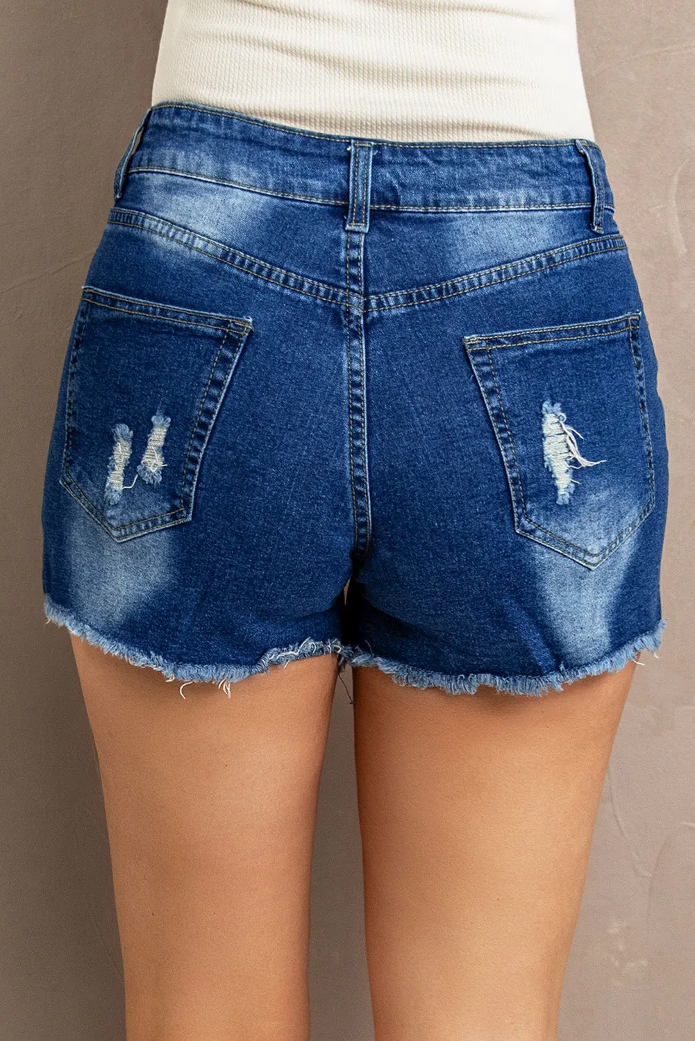 Denim Shorts for Women Ripped Short Jeans Lace Splicing Distressed Denim Shorts