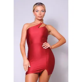 Double Strap Cutout One Shoulder Mini Dress