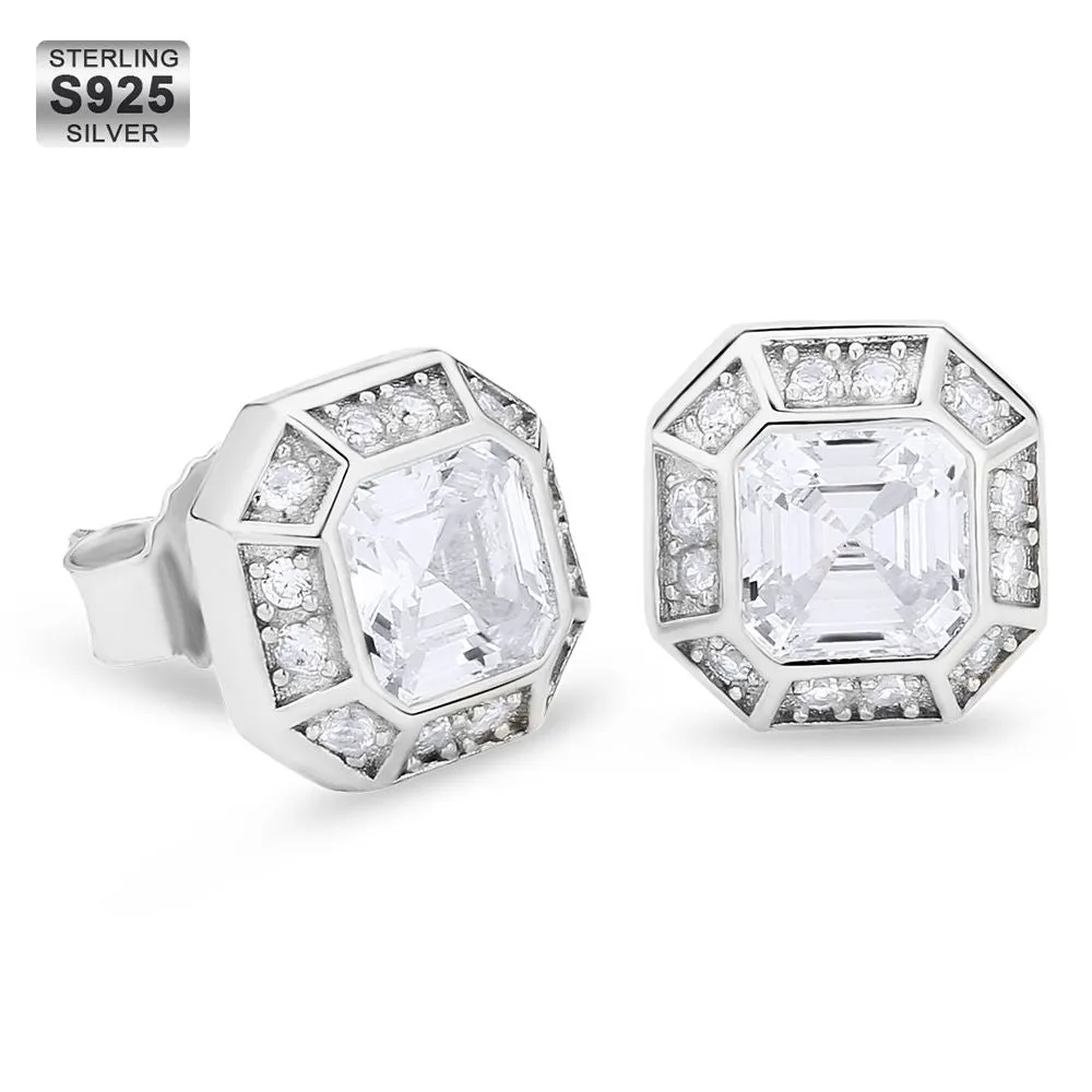 Emerald Cut Diamond Stud Earrings for Men KRKC