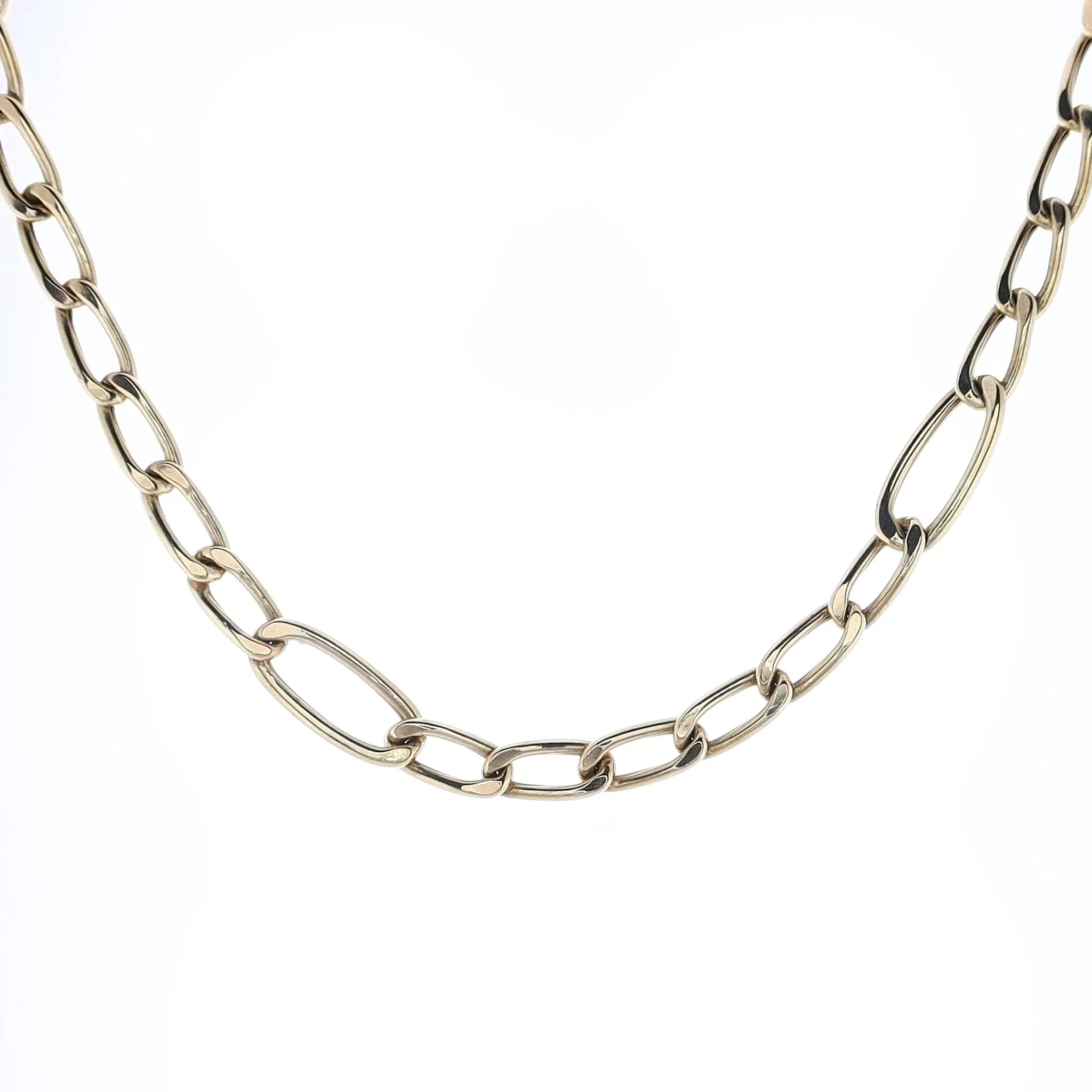 Estate 14k Yellow Gold Polished Alternating Oval Links Chain Necklace