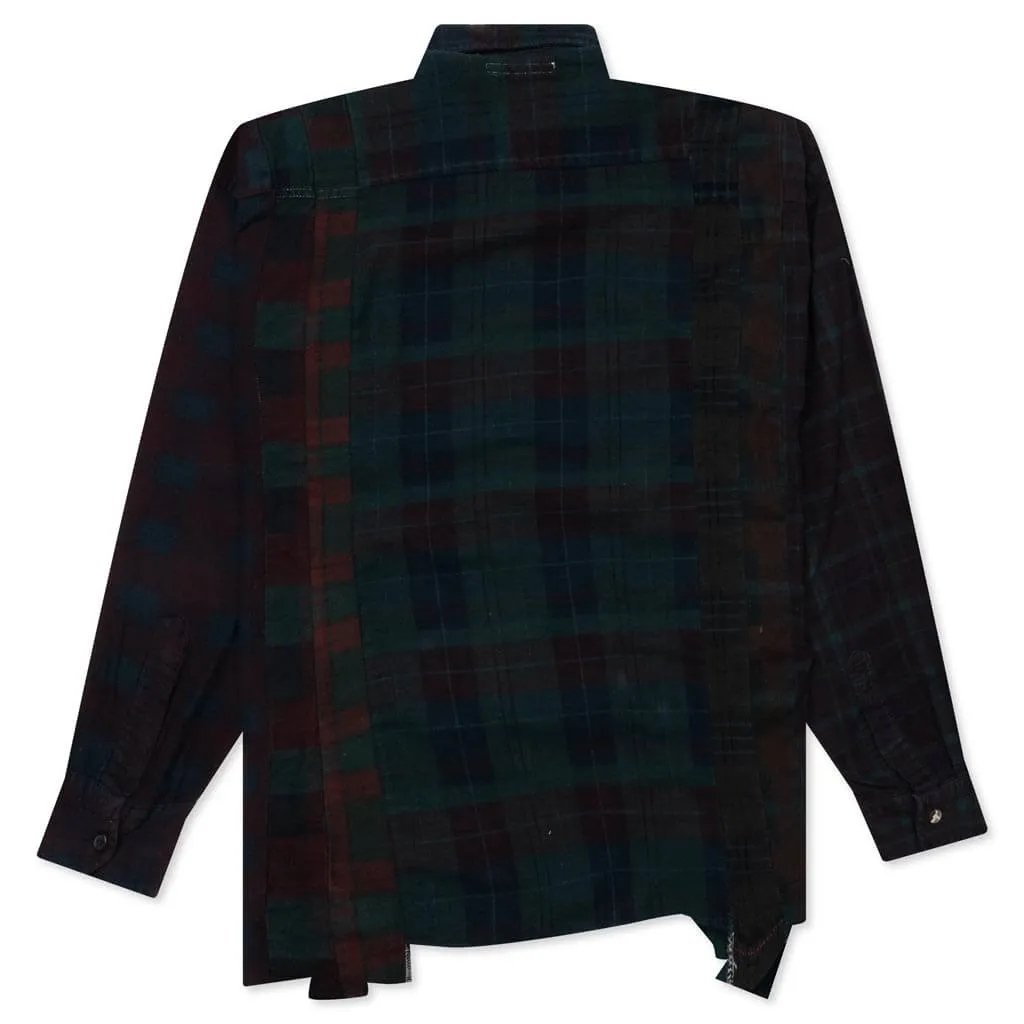 Flannel Shirt 7 Cuts Shirt Over Dye - Green