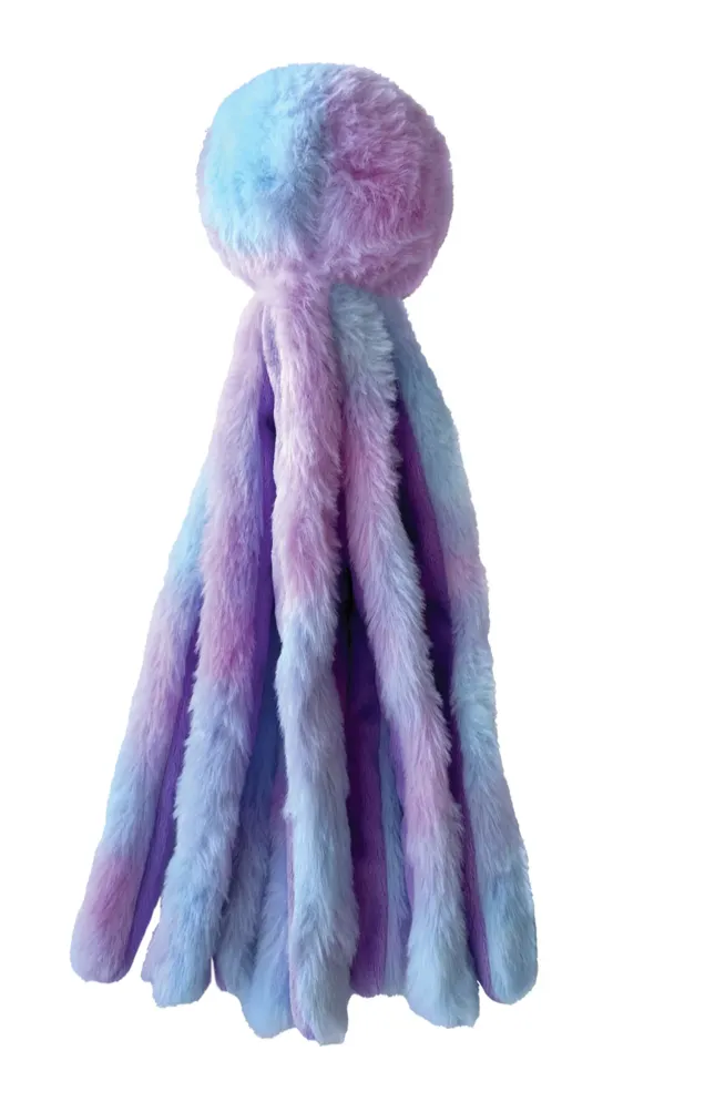 FouFouBrands Fuzzy Wuzzy Octopus Plush Dog Toy - Pink & Purple