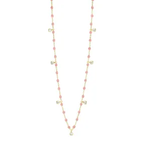 Gigi Supreme Classic 7 Diamond Necklace, Blush, Yellow Gold, 19.7"