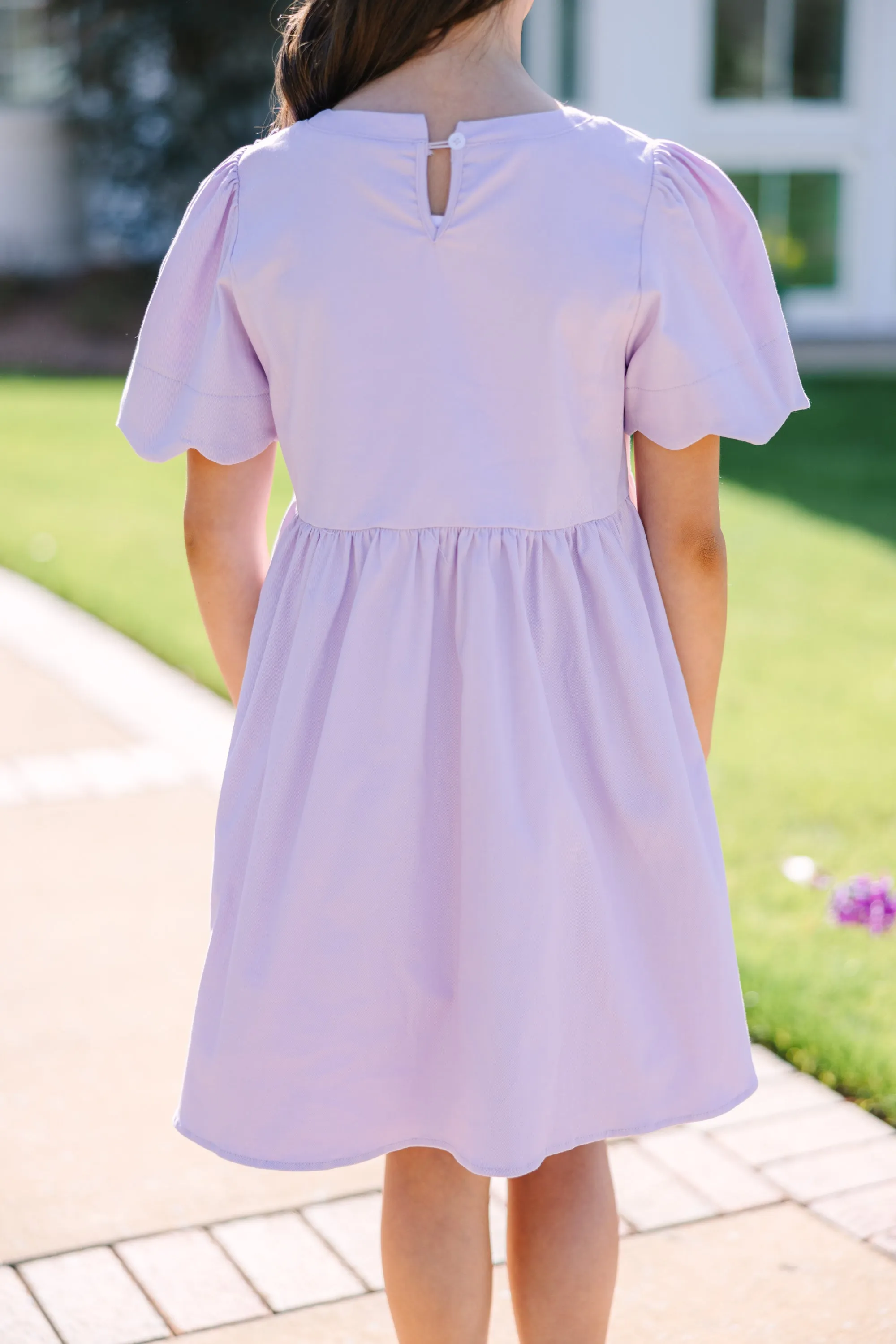 Girls: Time Goes By Lavender Purple Scalloped Dress