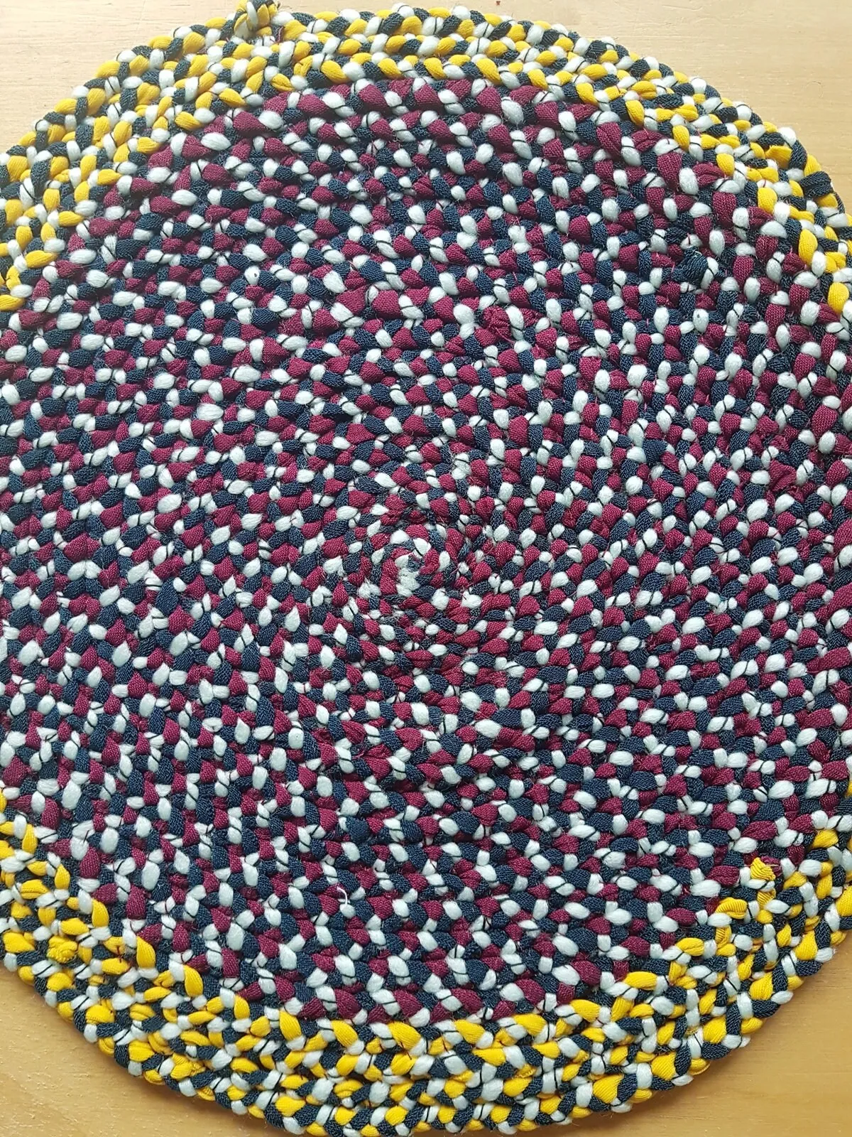 Handmade Coaster Green Mustard Yellow Burgundy