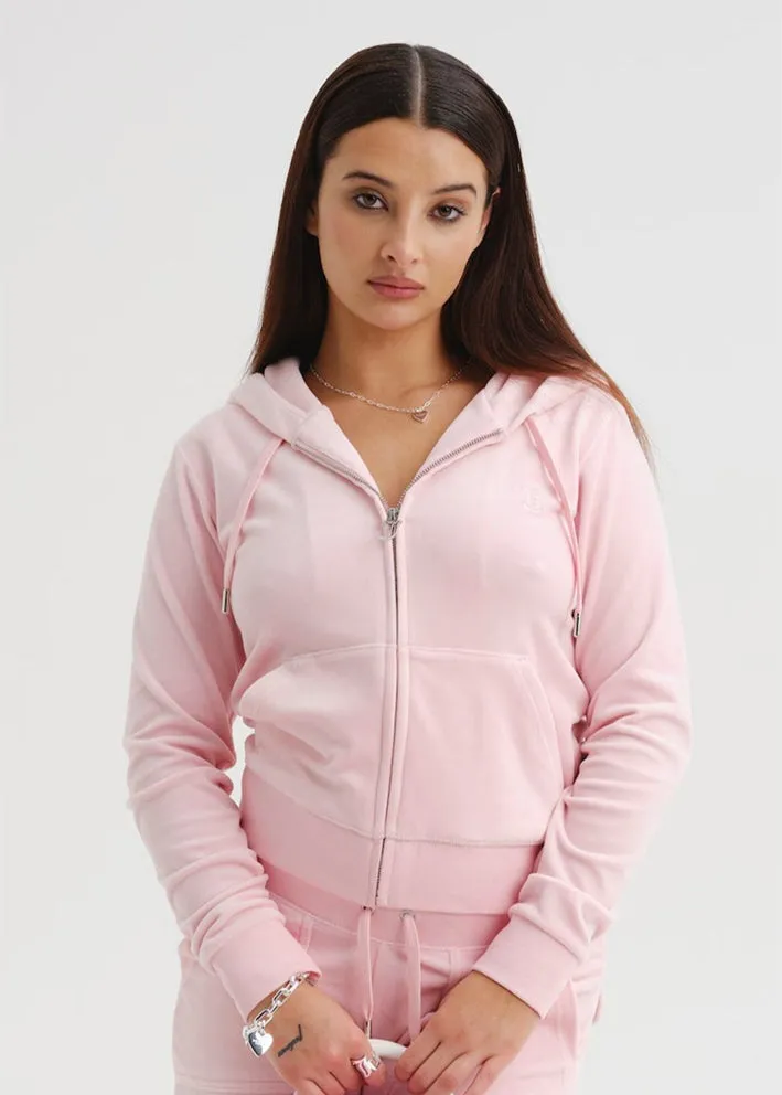 Juicy Couture Robertson Classic Velour Hoodie - almond blossom rose