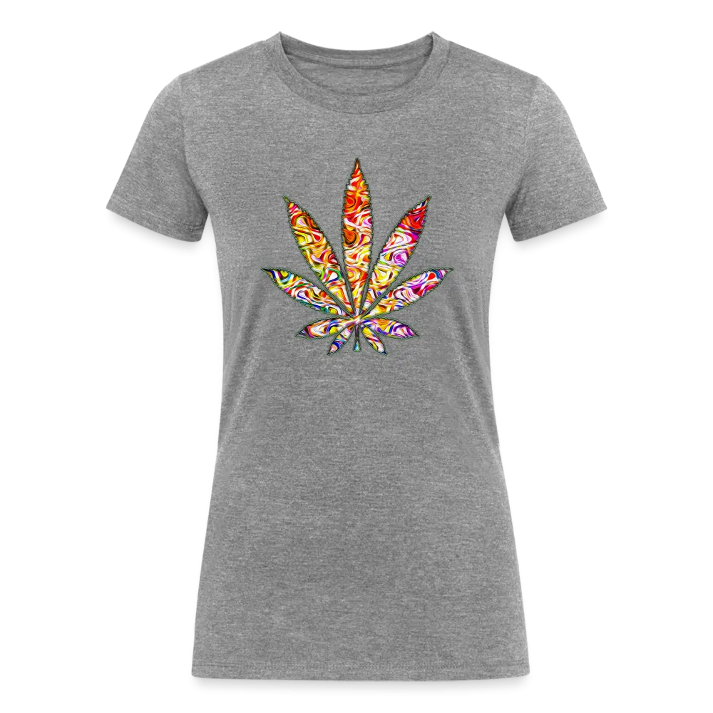 Kaleidoscope Red Leaf: Organic Tri-Blend Multicolor Cannabis Tee (Women's Fit)