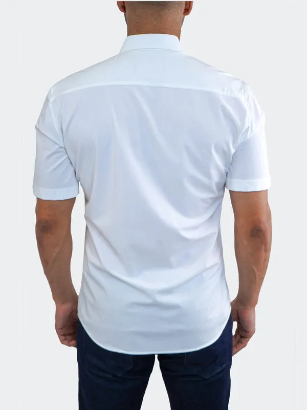 Maceoo Stretch Short-Sleeve Shirt | Galileo StretchCore White