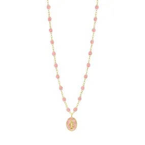 Madone resin charm Classic Gigi Blush necklace, Yellow Gold, 16.5"