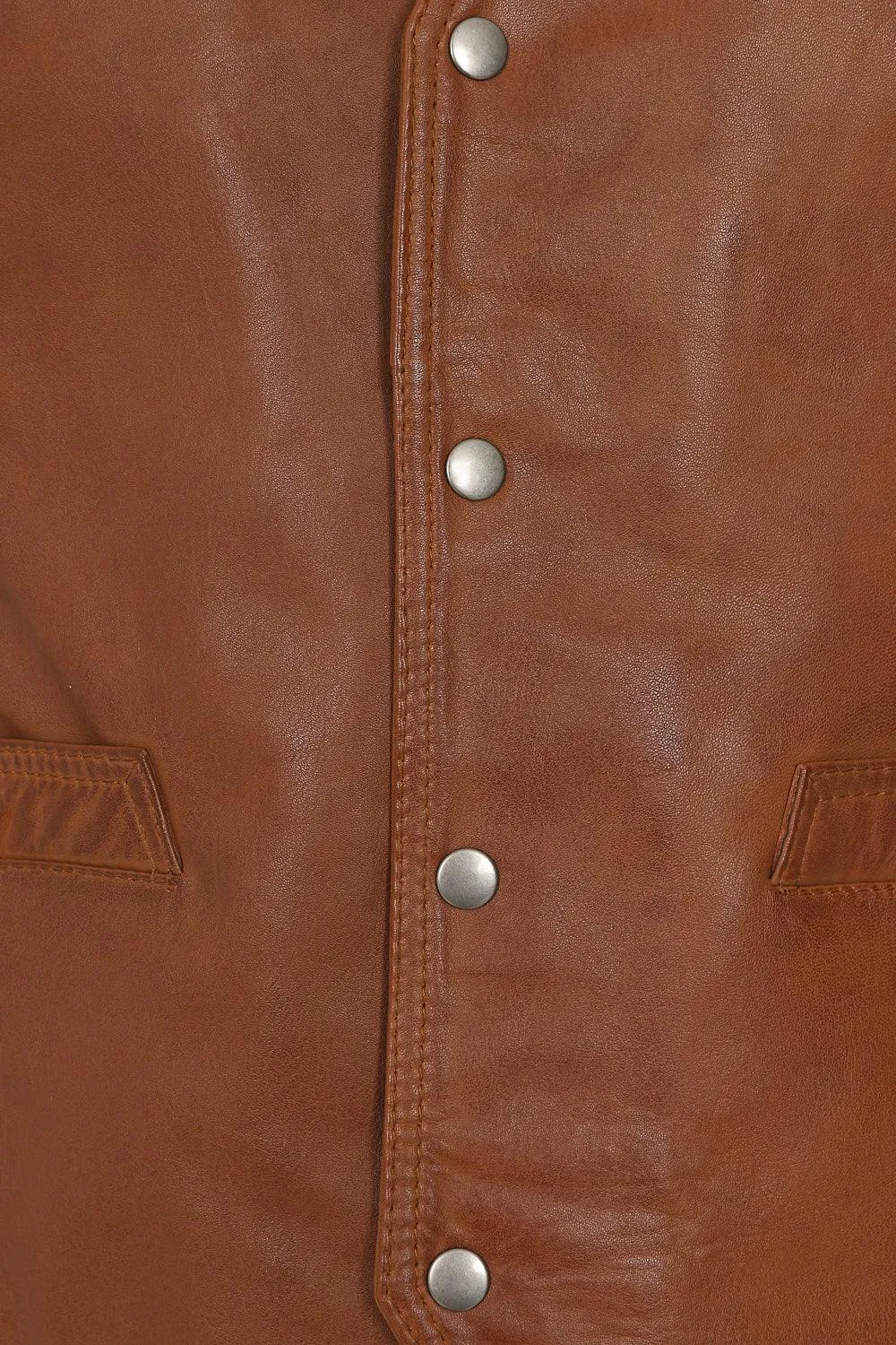 Men's Genuine Tan Leather Classic Waistcoat - 'TEDDY'