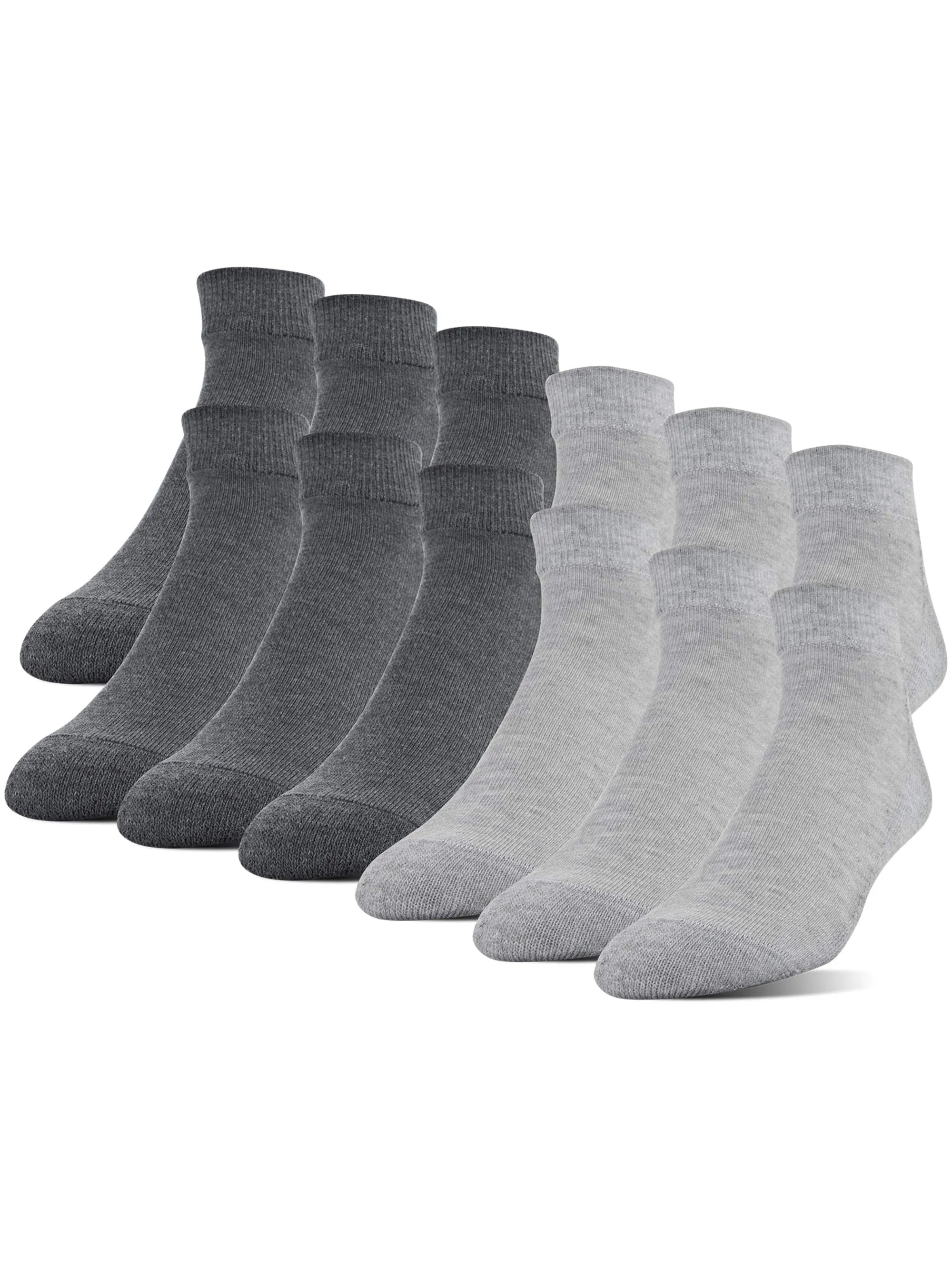 Men's Half Cushion Terry Low Cut Casual Socks, OS One Size, 12-Pack