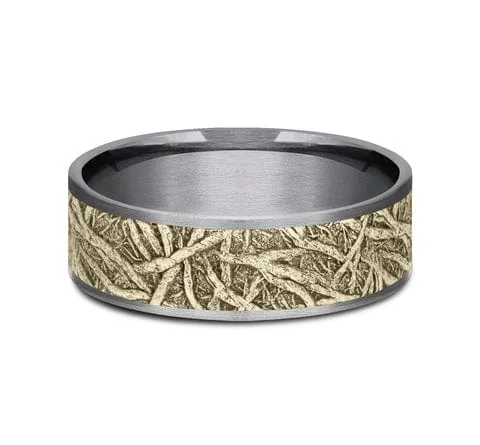 Men's Wedding Band, 7.5MM 14K and Tantalum Tree Root Design