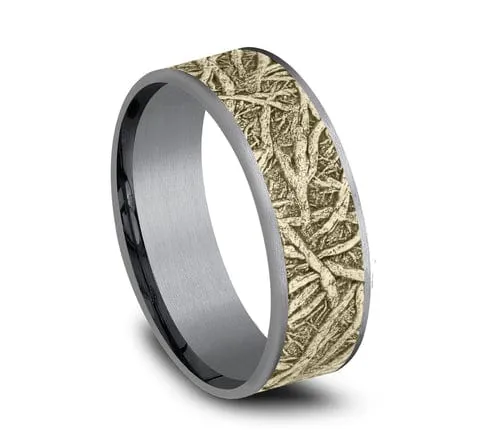 Men's Wedding Band, 7.5MM 14K and Tantalum Tree Root Design