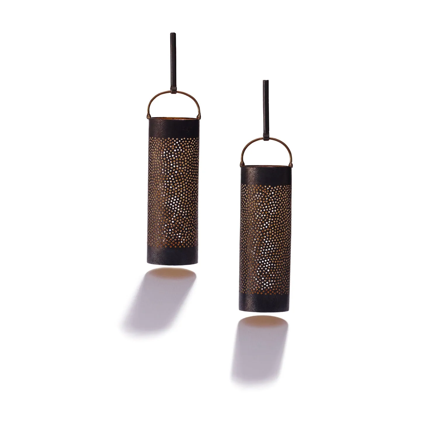 Oxidized Silver & Gold Tubular Earrings