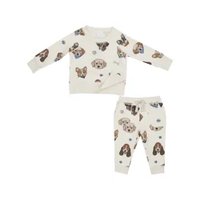 Raglan Sweatshirt And Jogger Set | Vintage Puppy Faces