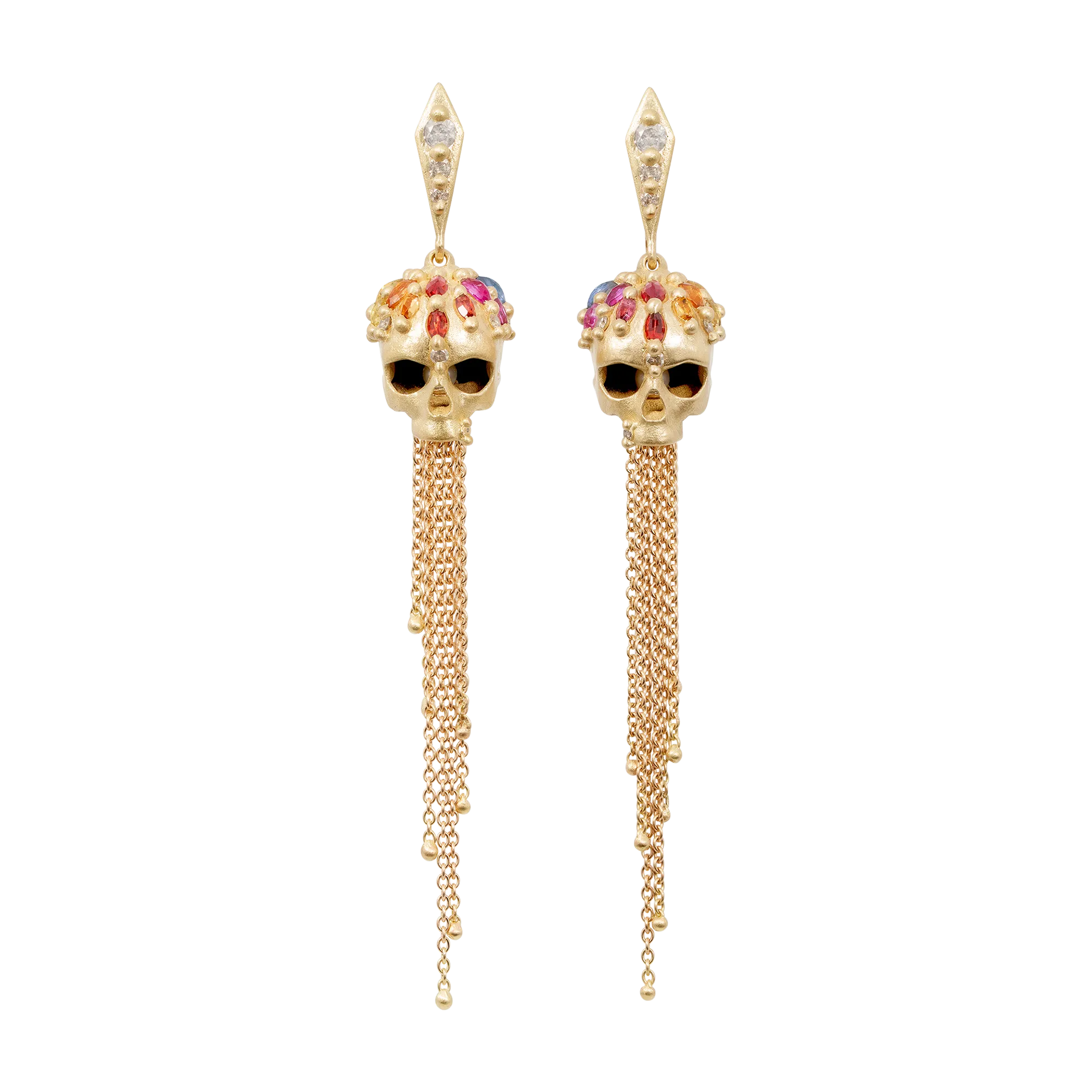 Rainbow Enchanted City Skull Drop Earrings - Made to Order